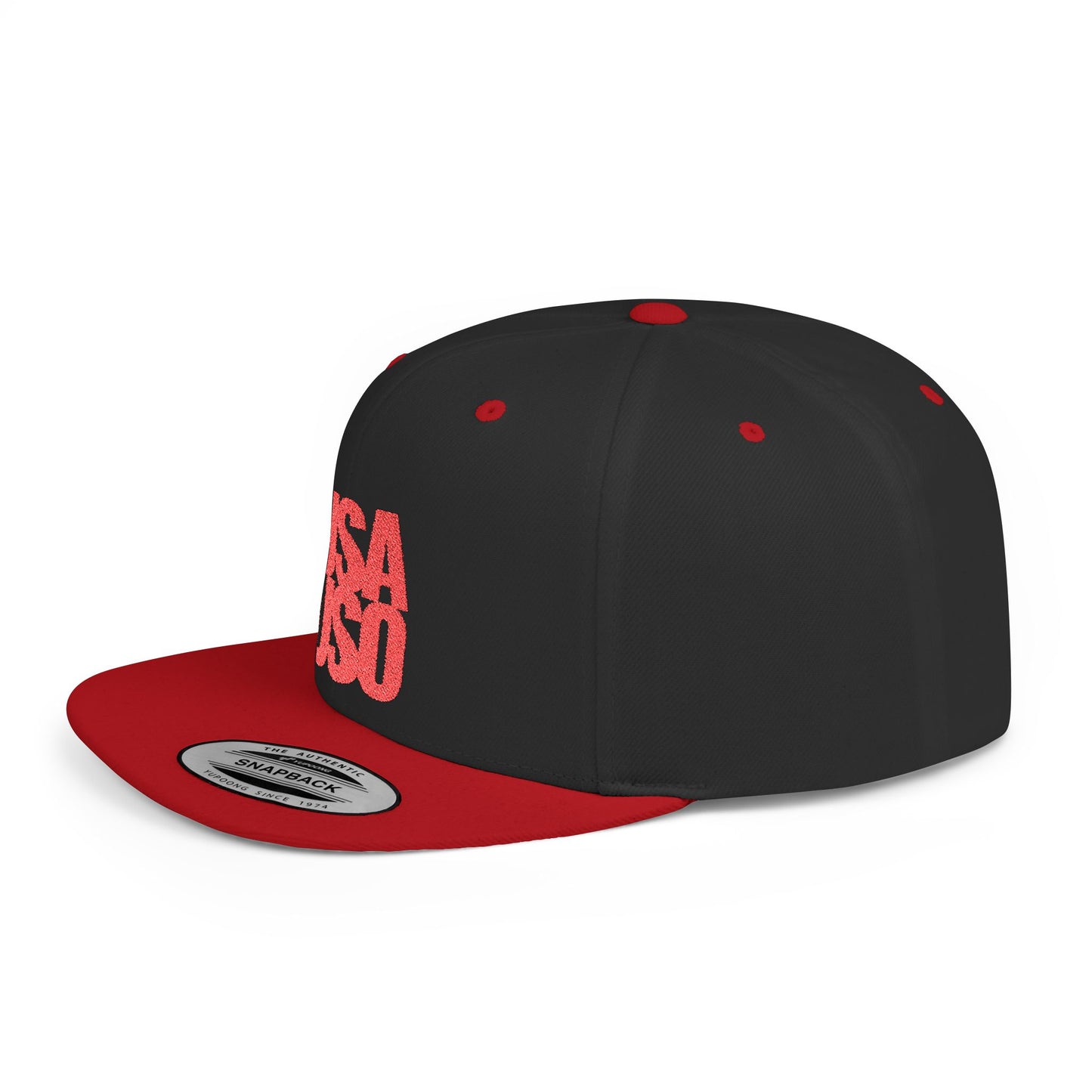 Flat Bill Snapback Hat — USA USO - Red Embroidery - AU/NZ/USA