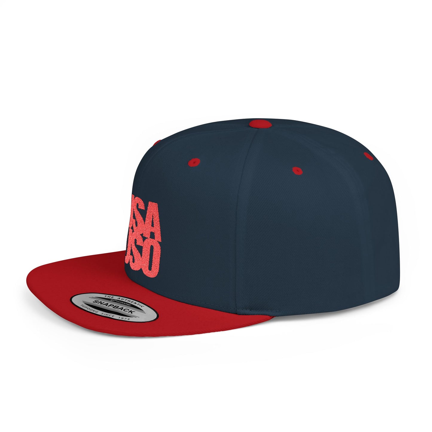 Flat Bill Snapback Hat — USA USO - Red Embroidery - AU/NZ/USA