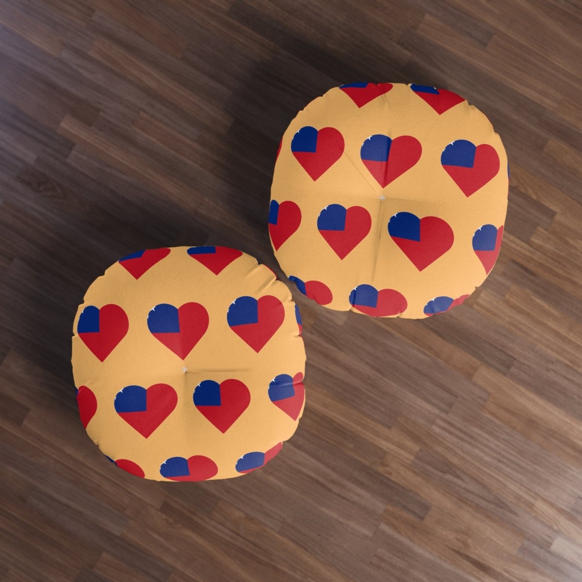 Tufted Floor Pillow - Samoan Flag Heart - AU/NZ/USA - The Koko Samoa
