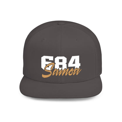 Flat Bill Snapback Hat - 684 Samoa - White & Gold Embroidery - AU/NZ/USA