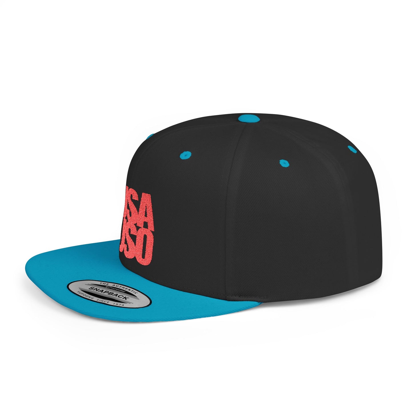 Flat Bill Snapback Hat — USA USO - Red Embroidery - AU/NZ/USA