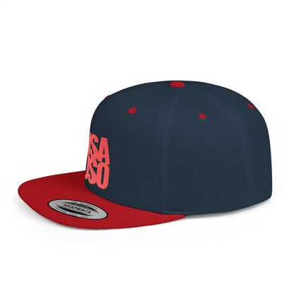 Flat Bill Snapback Hat — USA USO - Red Embroidery - AU/NZ/USA