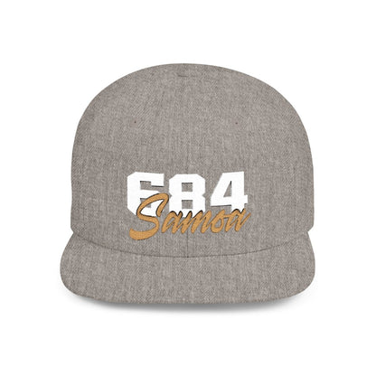 Flat Bill Snapback Hat - 684 Samoa - White & Gold Embroidery - AU/NZ/USA - The Koko Samoa