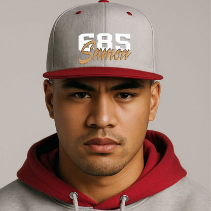 Flat Bill Snapback Hat - 685 Samoa - White & Gold Embroidery - AU/NZ/USA - The Koko Samoa