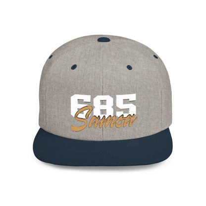 Flat Bill Snapback Hat - 685 Samoa - White & Gold Embroidery - AU/NZ/USA - The Koko Samoa
