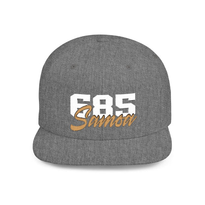 Flat Bill Snapback Hat - 685 Samoa - White & Gold Embroidery - AU/NZ/USA - The Koko Samoa