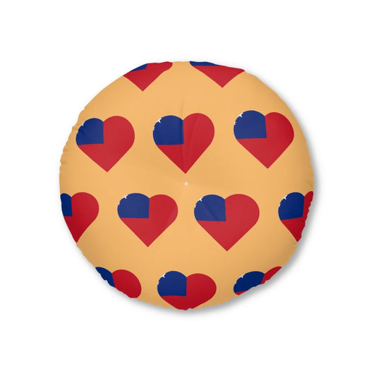 Tufted Floor Pillow - Samoan Flag Heart - AU/NZ/USA - The Koko Samoa
