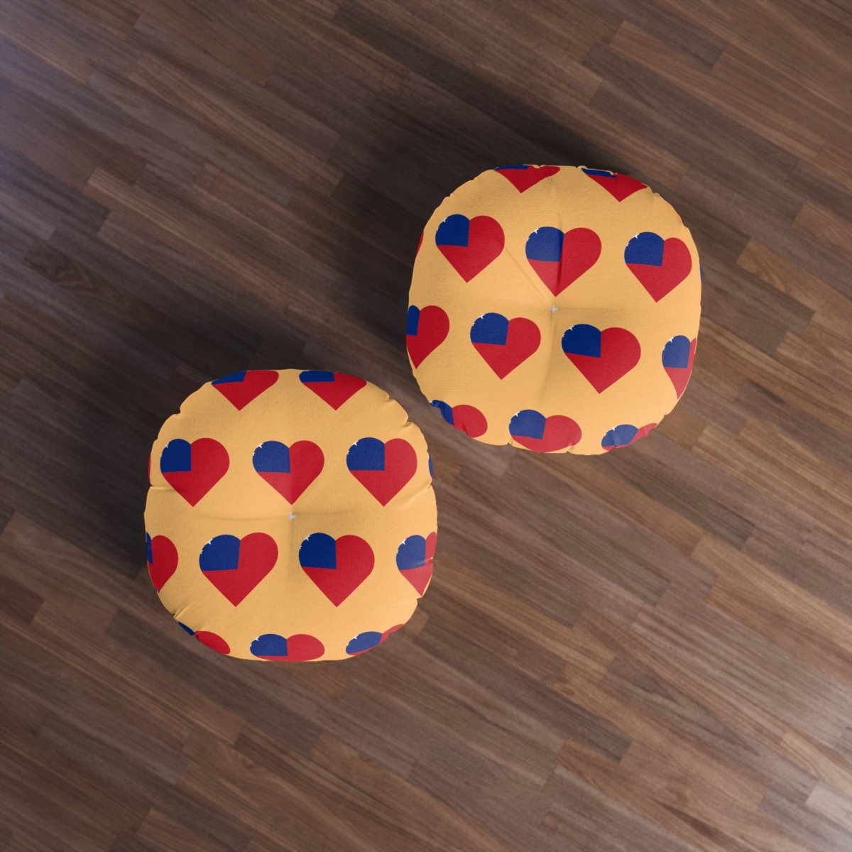 Tufted Floor Pillow - Samoan Flag Heart - AU/NZ/USA - The Koko Samoa